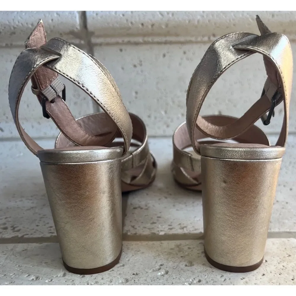 Madewell Women’s Metallic White Gold Bistra 3 Strap Maria Sandals Sz 8 H2158 NIB